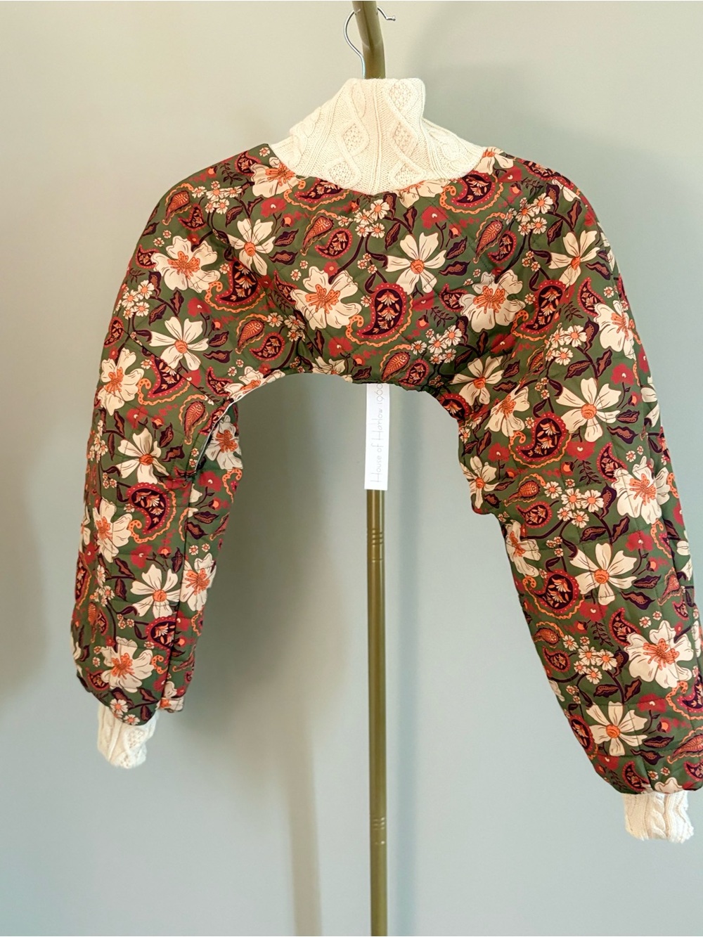 House of Harlow 1960 Floral Paisley Quilted Cropped Jacket - Green - Picture 3 of 5